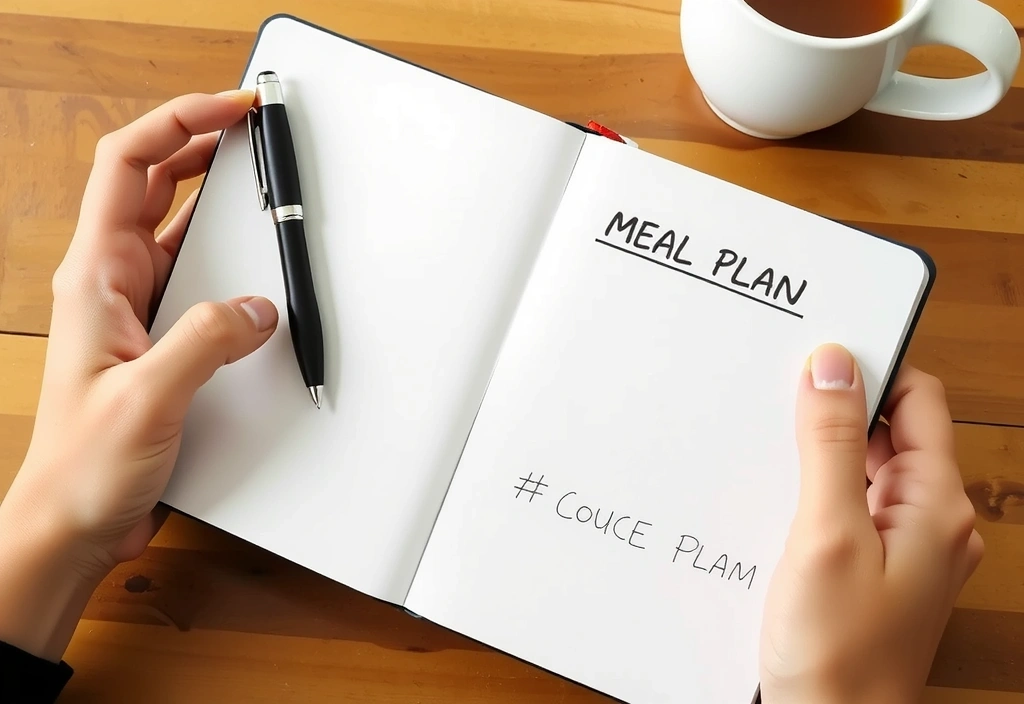 Handschriftlicher Ernährungsplan im Notizbuch